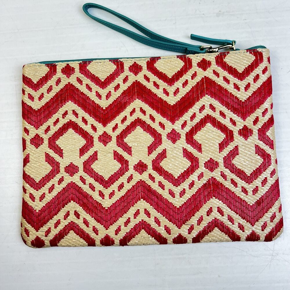 Vera Bradley Clutch Woven Orange Embroidery Summer Purse Wristlet Beach Casual - Picture 2 of 7